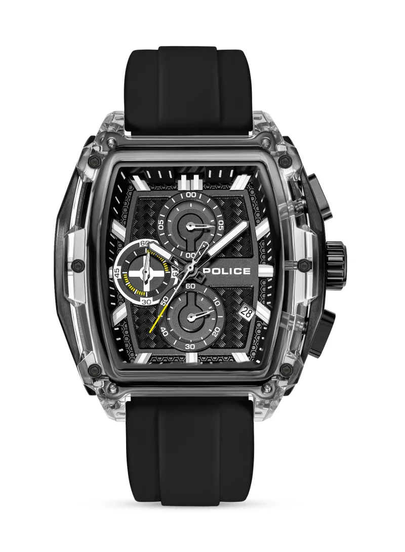 بوليس Clout Tank Four Interchangeable Silicone Straps Chronograph Watch for Men, 53.5mm